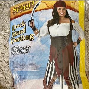 Adult Disguise Pirate Costume - Black and White Maroon - NWT Size 18-20